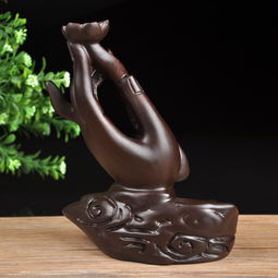 黑檀木莲花佛手木雕熏香炉 禅意与工艺的完美融合